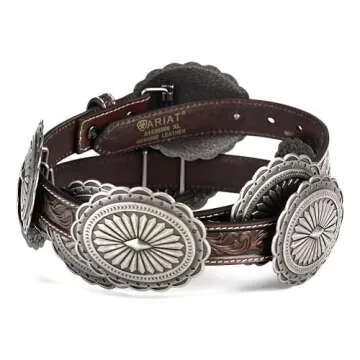 ARIAT Women's Tooled Leather Concho Belt - Stylish & Durable