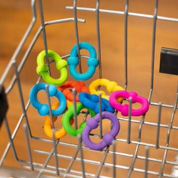 Fat Brain Toys Plip Links, Silicone Building Toys for Creative Play, Creative Construction Play Set for Preschoolers, Kids Toys Ages 3 to 12