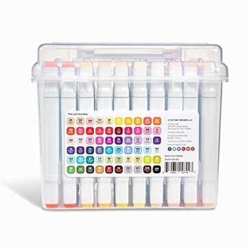 KINGART 424-60 PRO Double-Ended Alcohol Ink Art Markers, 60 COLORS, Fine Point & Chisel Tips, Permanent with Superior Blendability, Includes Plastic Case, 60 Pc.