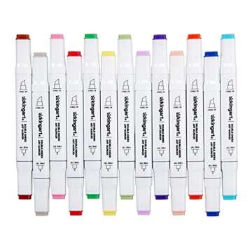 KINGART 424-60 PRO Double-Ended Alcohol Ink Art Markers, 60 COLORS, Fine Point & Chisel Tips, Permanent with Superior Blendability, Includes Plastic Case, 60 Pc.