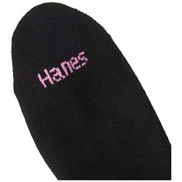 Hanes Ultimate Women's 6-Pack Ankle Socks, Black, 5-9