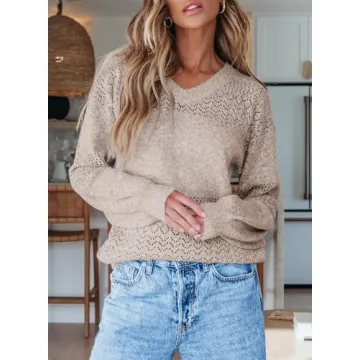 SHEWIN Womens Lightweight Crochet Sweater for Spring Style