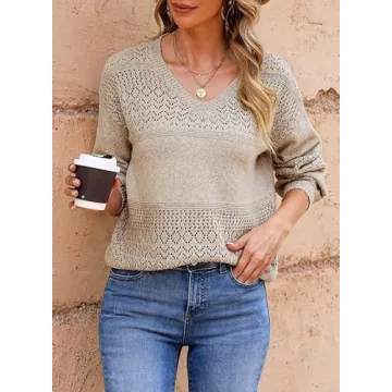 SHEWIN Womens Lightweight Crochet Sweater for Spring Style