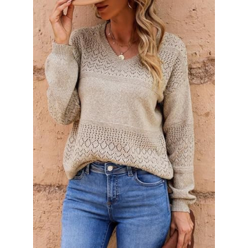SHEWIN Womens Lightweight Crochet Sweater for Spring Style