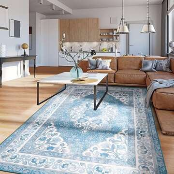 B BENRON 5x8 Living Room Rug Soft Floral Print