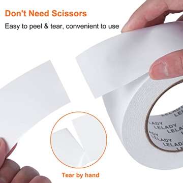 LELADY Double Sided Tape 2 Inch x 40 Yards for Crafting