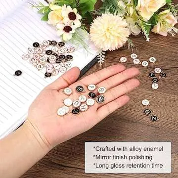 MECCANIXITY Alphabet E Letter Charm Double Sided Enamel Initial Alphabet Pendant White, for Necklace Bracelet Earring Jewelry Making, Pack of 50