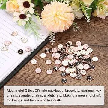 MECCANIXITY Alphabet E Letter Charm Double Sided Enamel Initial Alphabet Pendant White, for Necklace Bracelet Earring Jewelry Making, Pack of 50