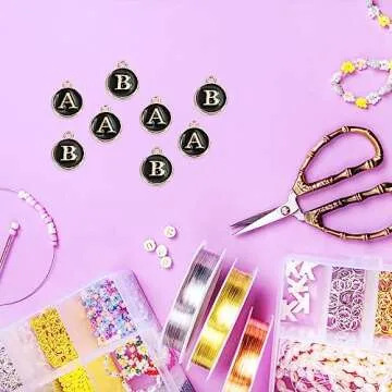 MECCANIXITY Alphabet E Letter Charm Double Sided Enamel Initial Alphabet Pendant White, for Necklace Bracelet Earring Jewelry Making, Pack of 50