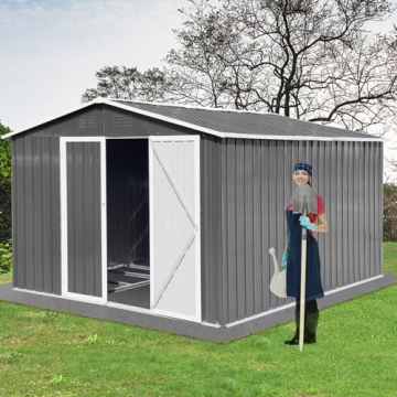 EMKK Large Metal Outdoor Storage Shed - Durable & Stylish