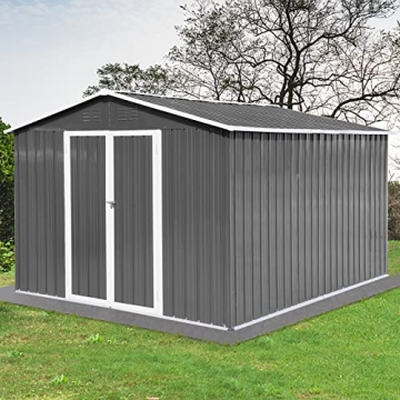 EMKK Large Metal Outdoor Storage Shed - Durable & Stylish