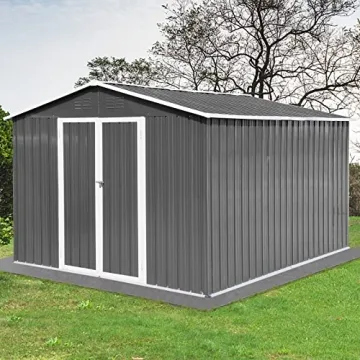 EMKK Large Metal Outdoor Storage Shed - Durable & Stylish
