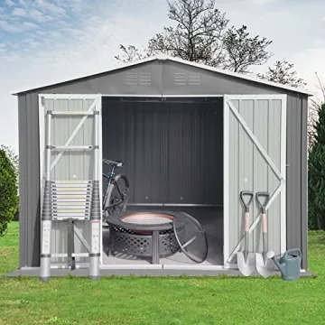 EMKK Large Metal Outdoor Storage Shed - Durable & Stylish