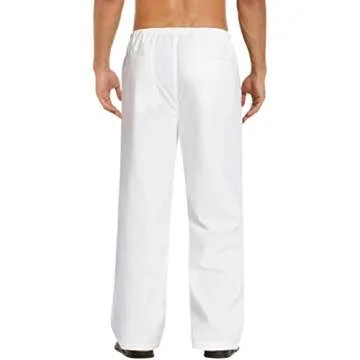 COOFANDY Mens Linen Cotton Loose Casual Lightweight Elastic Waist Straight Pants