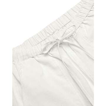 COOFANDY Mens Linen Cotton Loose Casual Lightweight Elastic Waist Straight Pants