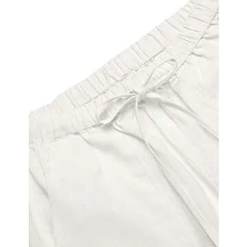 COOFANDY Mens Linen Cotton Loose Casual Lightweight Elastic Waist Straight Pants