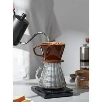DOWAN Pour Over Coffee Dripper, Non Electric Pour Over Coffee Maker, Porcelain Slow Brewing Accessor...