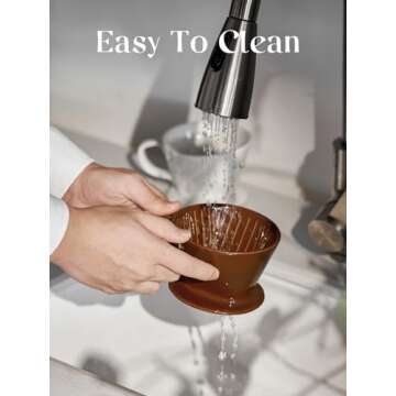 DOWAN Pour Over Coffee Dripper, Non Electric Pour Over Coffee Maker, Porcelain Slow Brewing Accessories for Home, Cafe, Restaurants, Easy Manual Brew Maker, Brown