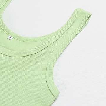 Artfish Women's Sleeveless Shirt Ribbed Fitted Scoop Neck Basic Long Crop Tank Top Square Cotton Pal...