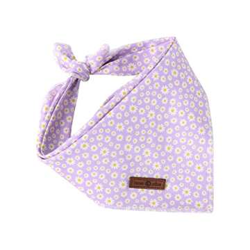 Lionet Paws Spring Daisy Dog Bandana Washable Cotton Handkerchief Scarf Triangle Bandana for Small M...