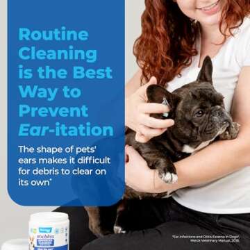 VETNIQUE Oticbliss Advanced Cleaning Ear Wipes for Dogs & Cats for Odor Control, Dirt and Wax Removal with Soothing Aloe Vera, Drying Agent and Vitamin E, Clear the Ear 100ct Wipes