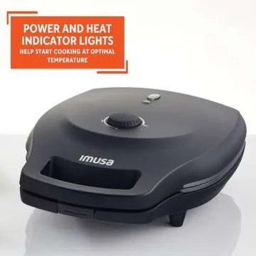 IMUSA 6 Slot Electric Arepa Maker with Temperature Control, Matte Black