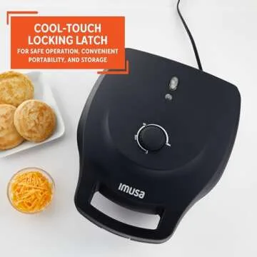 IMUSA 6 Slot Electric Arepa Maker with Temperature Control, Matte Black
