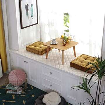 RUIELO Square Thick Floor Cushion Pillows,Tufted Padded Boosted Floor Pillow Cushion Seating with Ca...