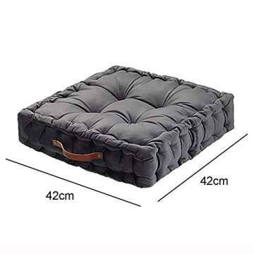 RUIELO Square Thick Floor Cushion Pillows,Tufted Padded Boosted Floor Pillow Cushion Seating with Carrying Handle Tatami Indoor Outdoor Pads for Living Room Yoga Room Sofa Chair Home Decor（2pcs）