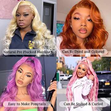 Alielaine Blonde Lace Front Wig Human Hair 13x6 Body Wave Wigs Frontal for Women (18 inch)