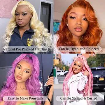 Alielaine Blonde Lace Front Wig Human Hair 13x6 Body Wave Wigs Frontal for Women (18 inch)