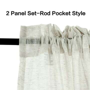 Turquoize White Linen Sheer Curtains Natural Linen Semi Sheer Curtains White 96 Inches Long Light Fi...