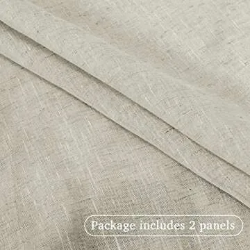 Turquoize White Linen Sheer Curtains Natural Linen Semi Sheer Curtains White 96 Inches Long Light Filtering Burlap Curtains 2 Panels Rod Pocket Window Treatments Drapes, Privacy Assured, Natural