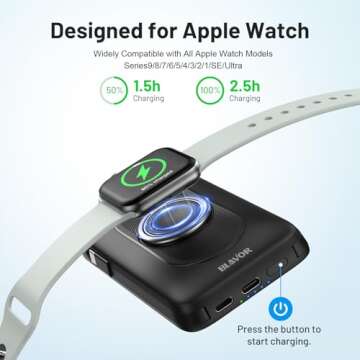 BLAVOR MagSafe Portable Charger 10000mAh with Built-in Cables