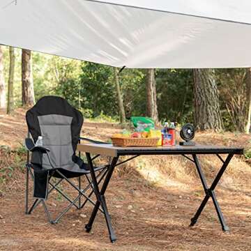 TIMBER RIDGE Folding Camping Table Adjustable Height, 4-6 Person Lightweight Aluminum Roll-up Table ...