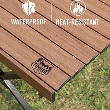 TIMBER RIDGE Folding Camping Table Adjustable Height, 4-6 Person Lightweight Aluminum Roll-up Table for Camping Outdoor Picnic BBQ Backyard Party Support 110lbs