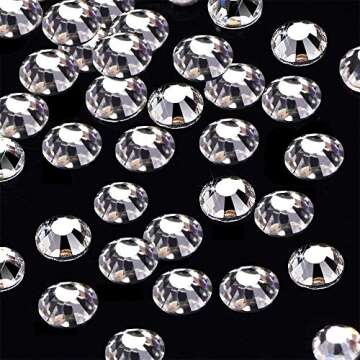Onwon 1440 Pieces SS8 / 2.3mm Clear Crystal Flat Back Brilliant Round Rhinestones Glass Stones Glitt...