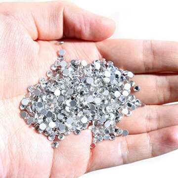 Onwon 1440 Pieces SS8 / 2.3mm Clear Crystal Flat Back Brilliant Round Rhinestones Glass Stones Glitter Gems Transparent Faux Diamond (Clear)