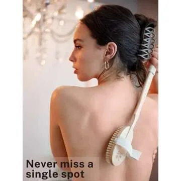 Vegan Dry Brush for Cellulite and Lymphatic Drainage Massage, Natural Firm and Soft Brushes, Cactus Bristles, Dry Skin for Face and Body Set for Brushing, Scrub with Handle