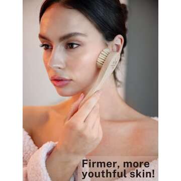 Vegan Dry Brush for Cellulite and Lymphatic Drainage Massage, Natural Firm and Soft Brushes, Cactus Bristles, Dry Skin for Face and Body Set for Brushing, Scrub with Handle