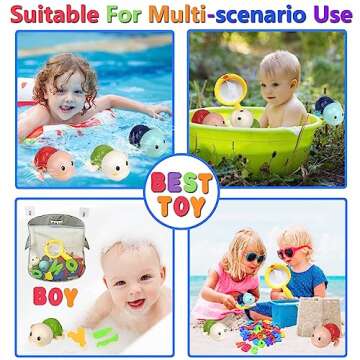 Bath Toys for Toddlers 1-3 - Mold Free Bath Toys Baby Pool Toys Toddler Age 1-2-4 Bath Toys for Infants 6-12 Months 1 2 3 4 Year Old Girl Boys Gifts Wind-Up Bathtub Toys for Baby Water Tub Toys