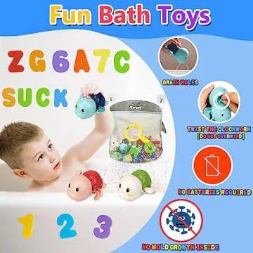Bath Toys for Toddlers 1-3 - Mold Free Bath Toys Baby Pool Toys Toddler Age 1-2-4 Bath Toys for Infants 6-12 Months 1 2 3 4 Year Old Girl Boys Gifts Wind-Up Bathtub Toys for Baby Water Tub Toys
