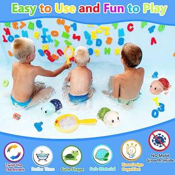 Bath Toys for Toddlers 1-3 - Mold Free Bath Toys Baby Pool Toys Toddler Age 1-2-4 Bath Toys for Infants 6-12 Months 1 2 3 4 Year Old Girl Boys Gifts Wind-Up Bathtub Toys for Baby Water Tub Toys