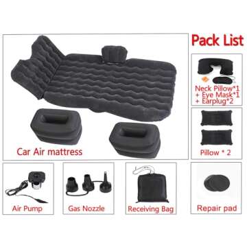 Onirii Inflatable Car Air Mattress Back Seat Bed,Car Beds Thickened Car Camping Air Mattress Bed with Air Pump,Blow Up Bed Portable Car Travel Mattress,Car Sleeping Bed for Car Universal SUV