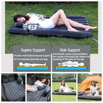 Onirii Inflatable Car Air Mattress Back Seat Bed,Car Beds Thickened Car Camping Air Mattress Bed with Air Pump,Blow Up Bed Portable Car Travel Mattress,Car Sleeping Bed for Car Universal SUV