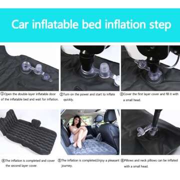Onirii Inflatable Car Air Mattress Back Seat Bed,Car Beds Thickened Car Camping Air Mattress Bed with Air Pump,Blow Up Bed Portable Car Travel Mattress,Car Sleeping Bed for Car Universal SUV