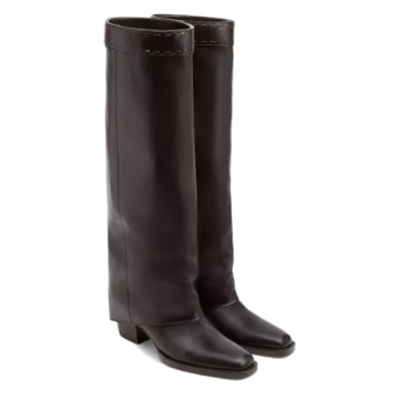 XEYANFYS Knee High Boots for Women - Square Toe, Chunky Heel, Western Style