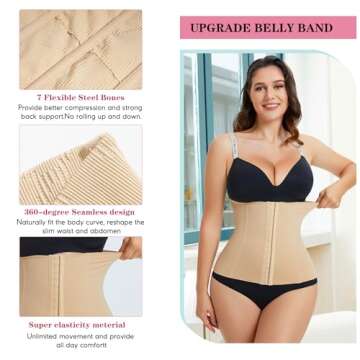 LODAY 2 in 1 Postpartum Recovery Belt,Body Wraps Works for Tighten Loose Skin(XL,Beige 1)