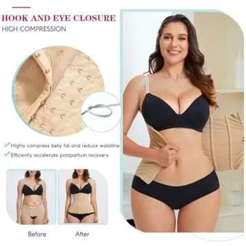 LODAY 2 in 1 Postpartum Recovery Belt,Body Wraps Works for Tighten Loose Skin(XL,Beige 1)