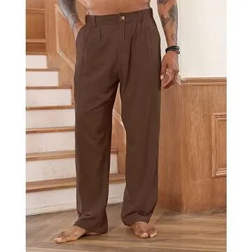 Men's Cotton Linen Pants - Lightweight & Breathable Casual Trousers for Summer